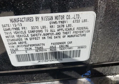 2013 Infiniti G37 Journey z USA, uszkodzony, nr VIN JN1CV6AP9DM306774